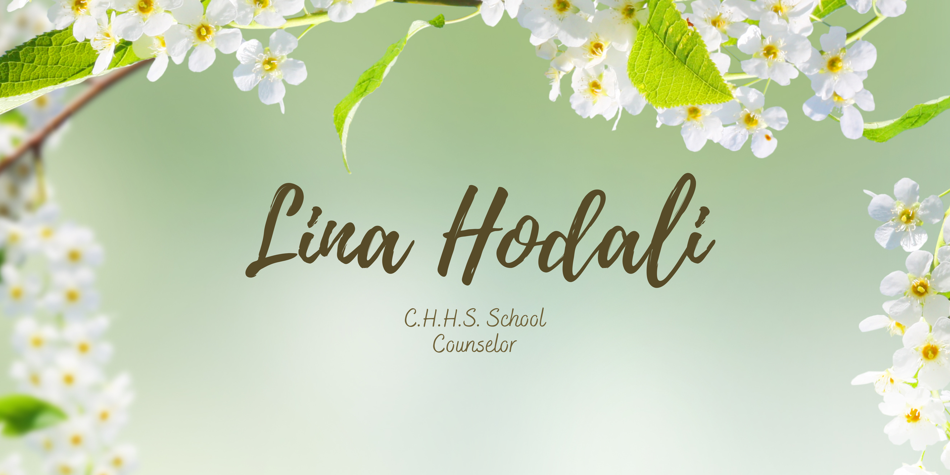 School Counselor banner with trees and flowers in the background