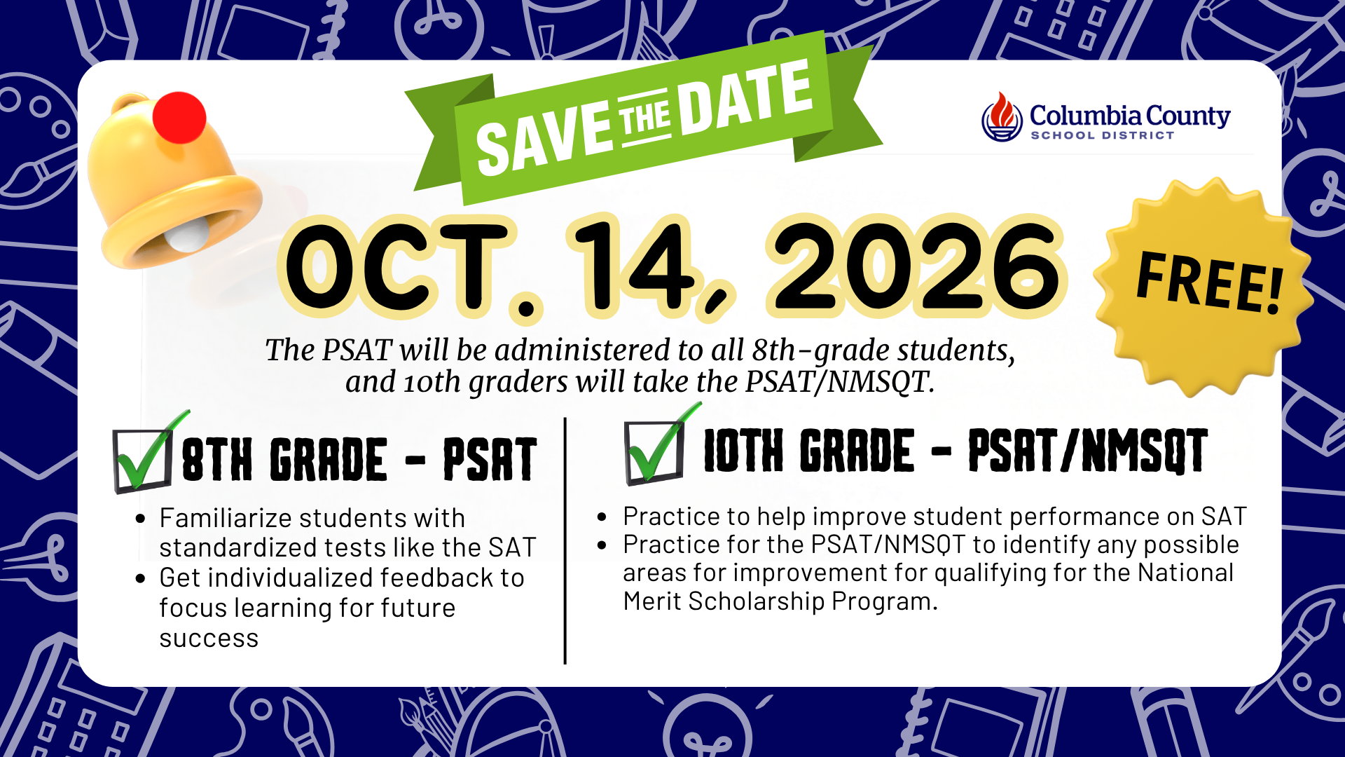 PSAT for 8th grade OCT 14