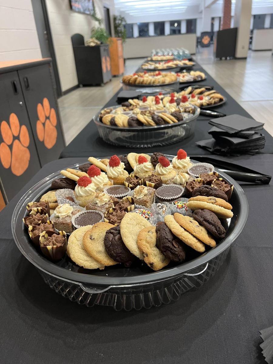 tray of flower cookies for students