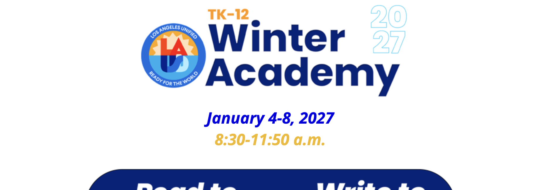 Winter Academy Jan 4-8, 2027