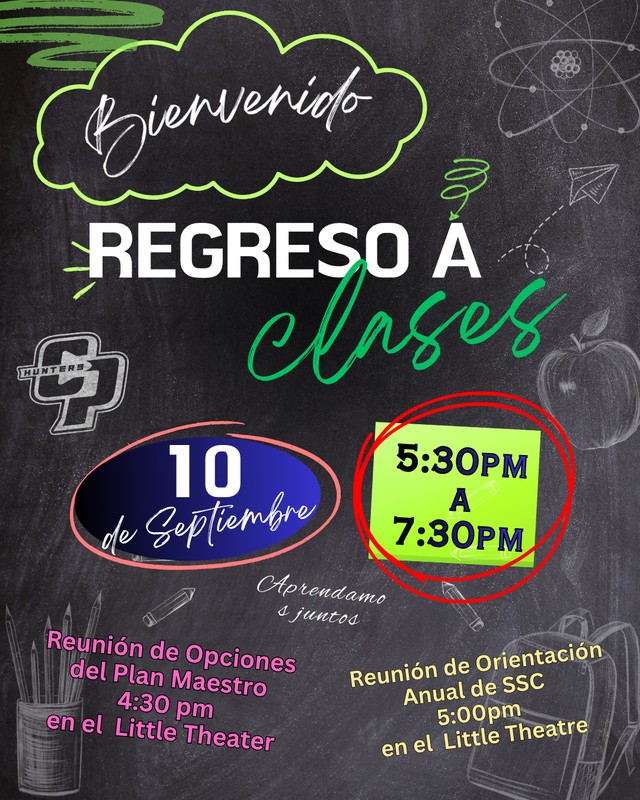 Back to school night flyer in Spanish