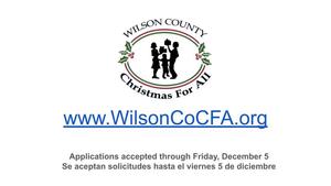 Christmas For All applications are available on the website https://wilsoncocfa.org/