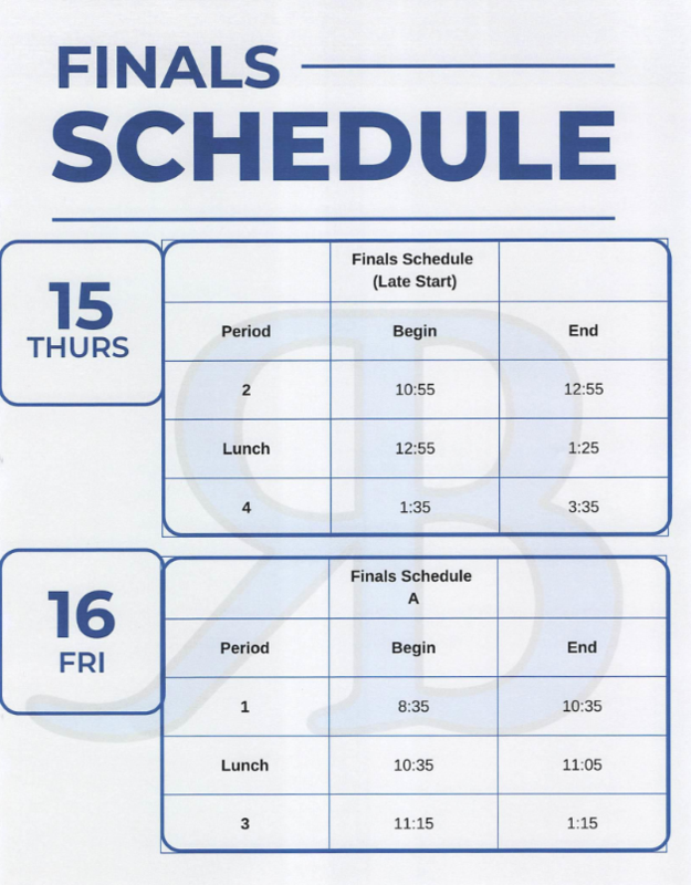 Finals Schedule January 15 - 16