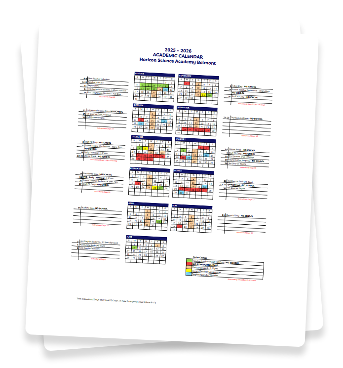 HSA Belmont Calendar