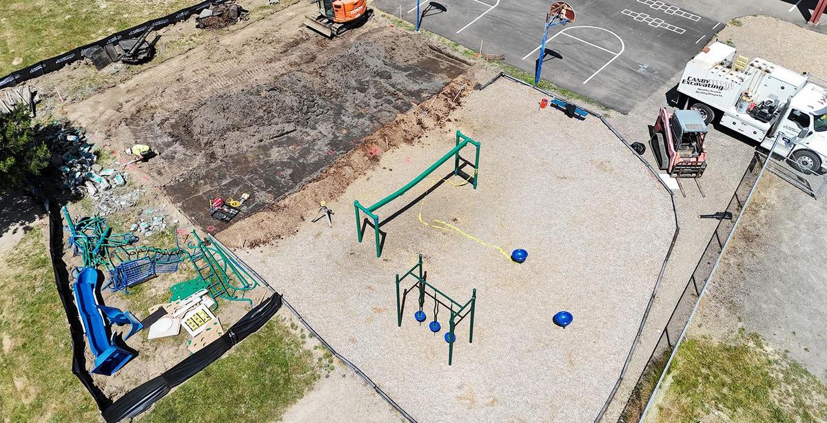 aerial view of old playground removal