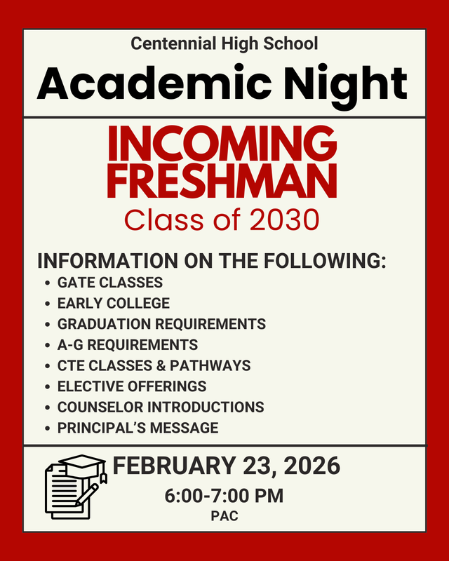Meeting for Incoming Freshman Monday February 23rd at 6 p.m.