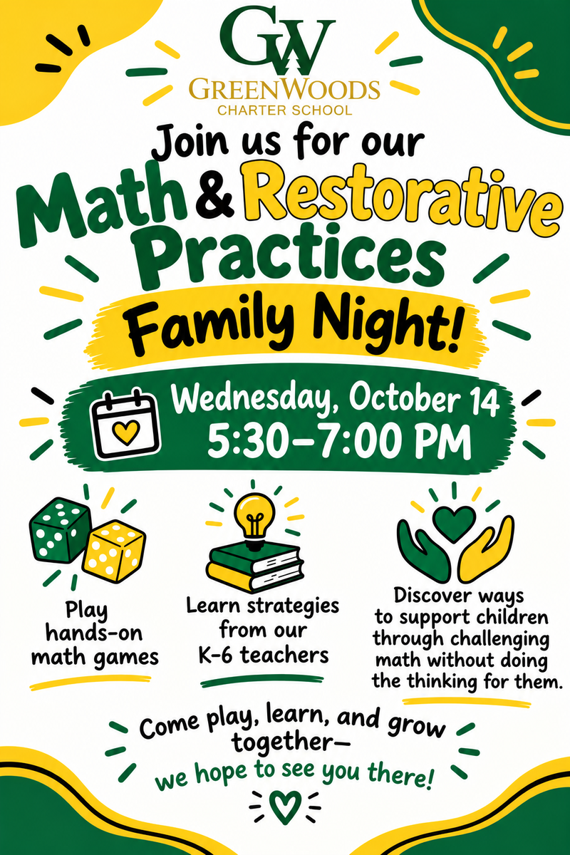 Join us for Math and Restorative Practices Family Night on Wednesday, October 14th, from 5:30 to 7:00 p.m! RSVP here! Featured Photo