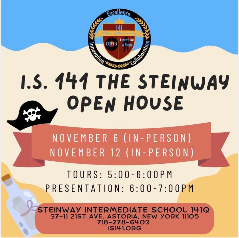Flyer for open house with a pirate hat