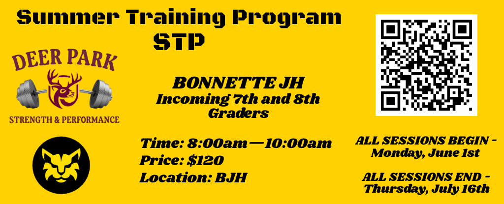 Promotional flyer for a summer training program with details and QR code.