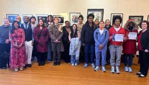 Group photo in art gallery