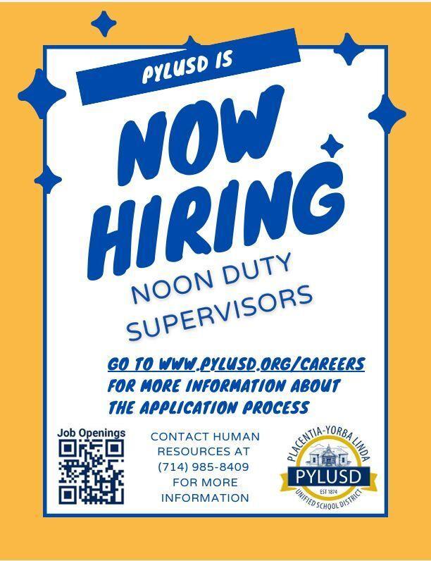 Hiring Noon Supervisors