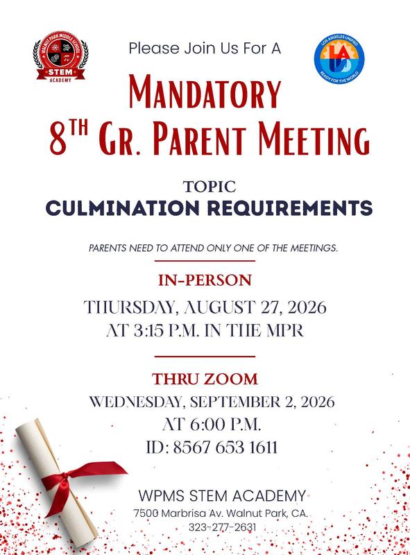 Parent meeting flyer with diploma English