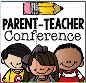 3 cute kids with under a sign that says Parent Teachers Conference