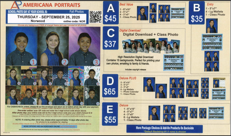 REMINDER: School Pictures on Thursday, September 25, 2025/RECORDATORIO: Fotos escolares el jueves, 25 de septiembre del 2025 Featured Photo