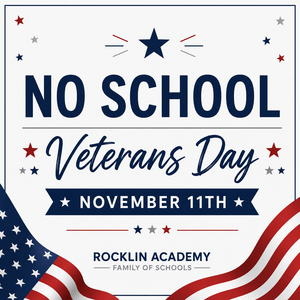 No School Veterans Day. American Flag, blue stars