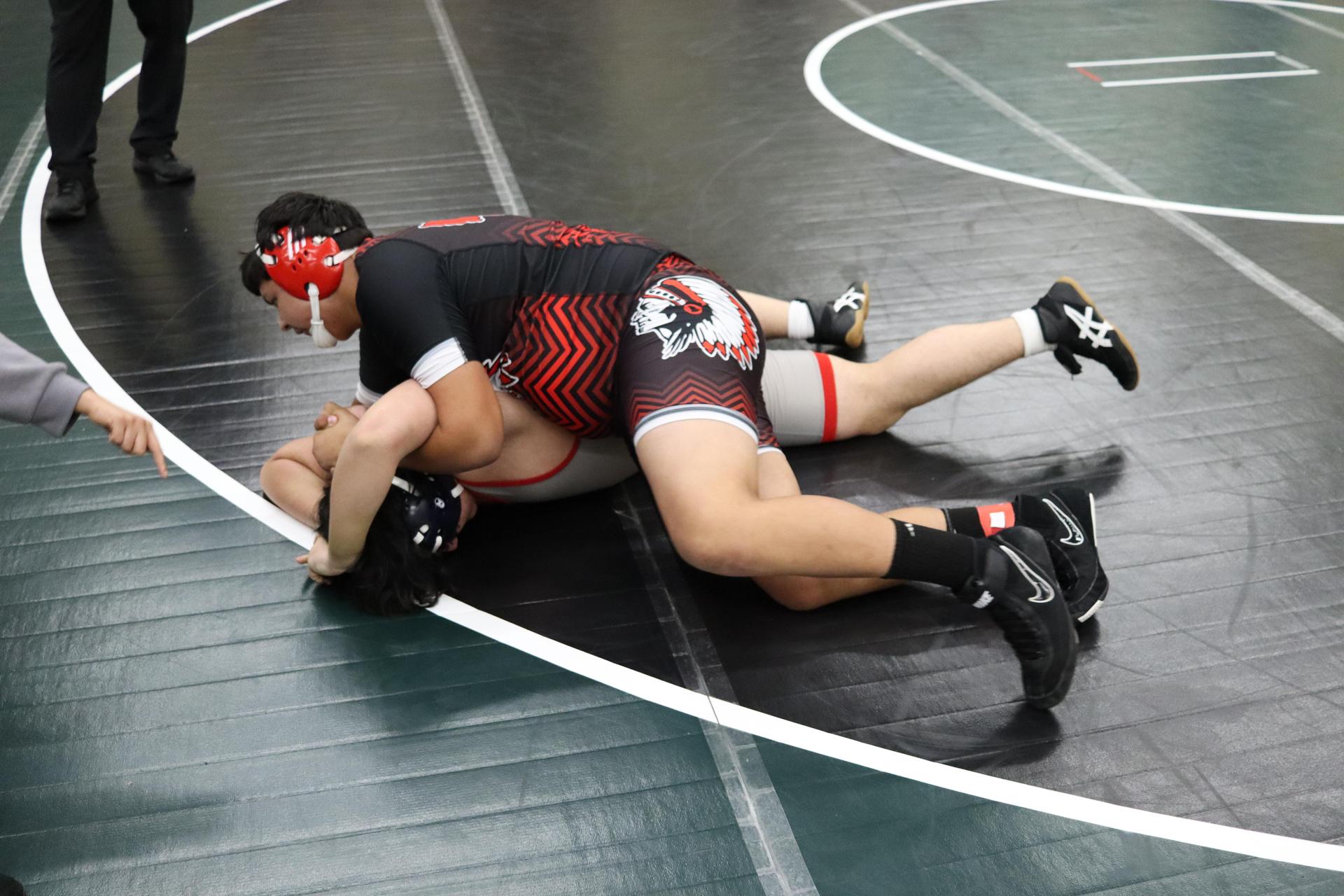 wrestlers in action at the Hawks invitational