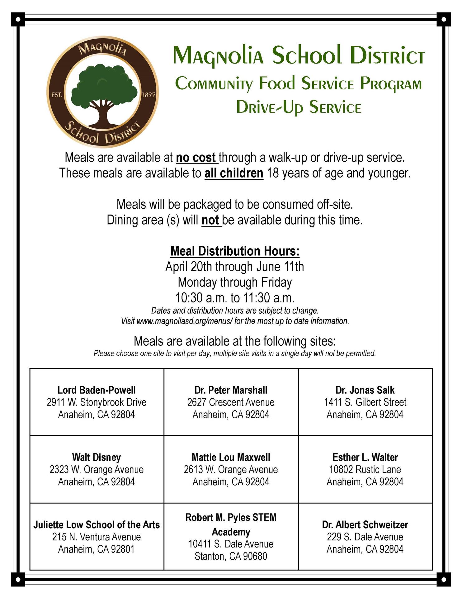 Community Food Service Flyer