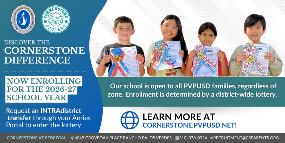 Invitation to enroll in the Cornerstone school for the district-wide lottery.
