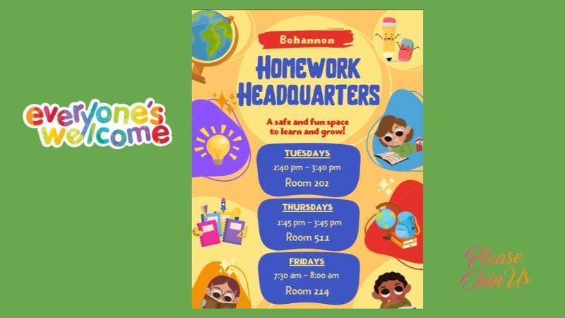 Homework Headquarters offered three days a week now!