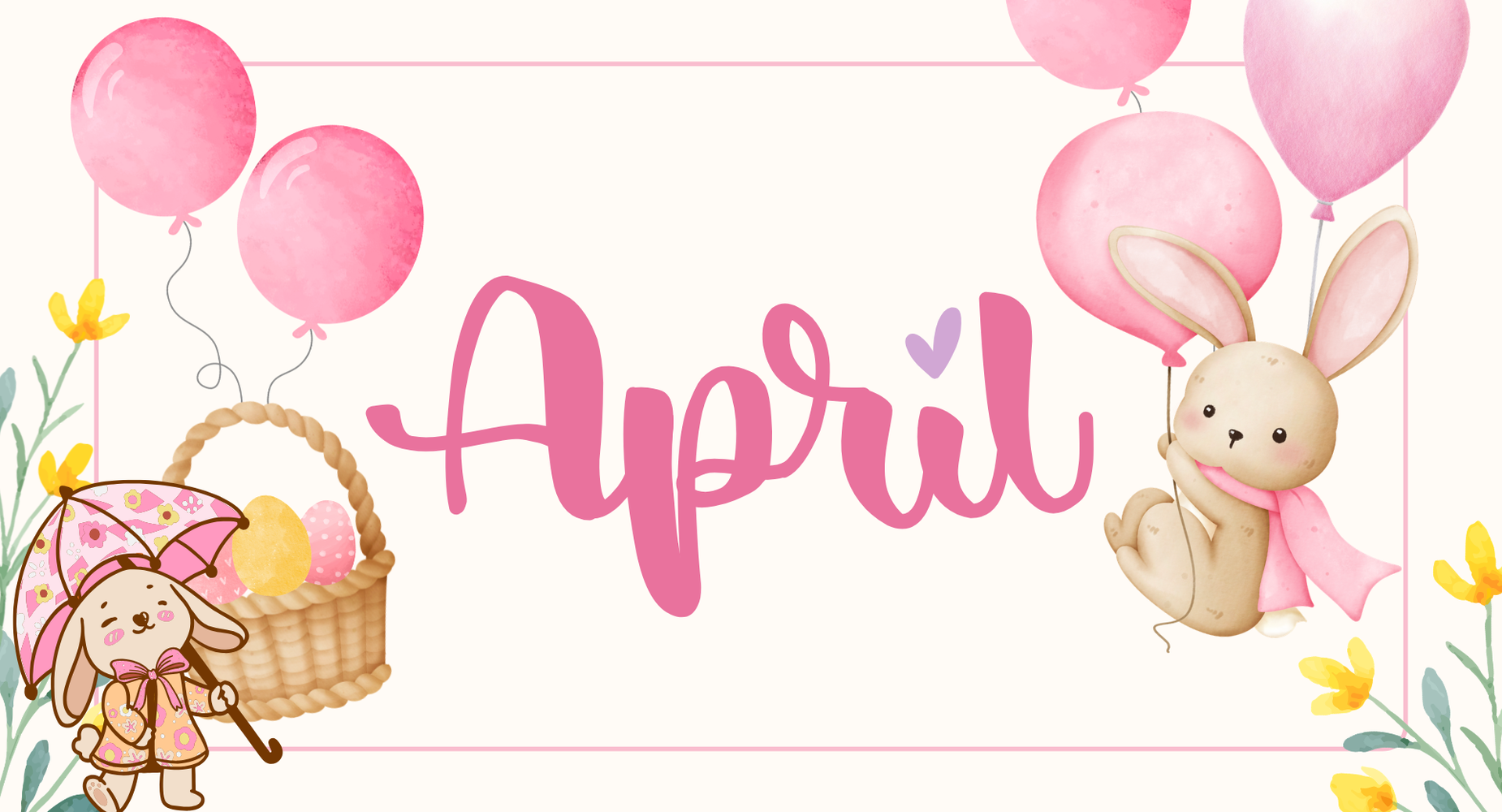 April Poster with Easter eggs.