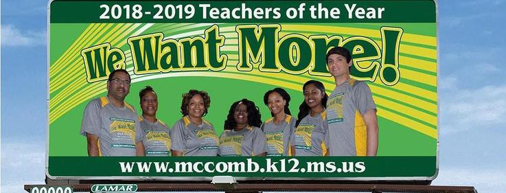 McComb School District Unveils new billboard on Delaware Avenue Featuring the 2018-2019 Teacher of The Year Recipients