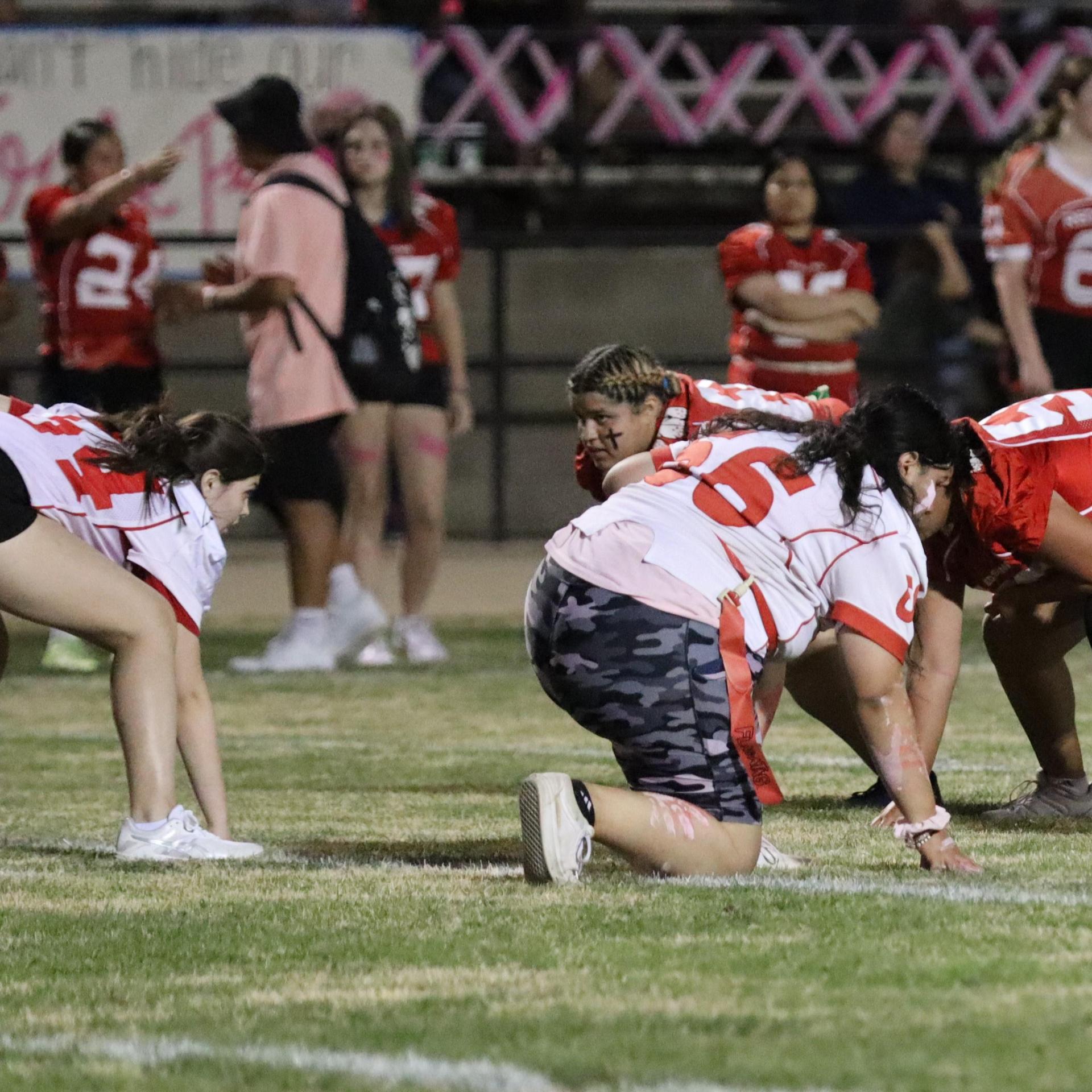 girls playing flag football