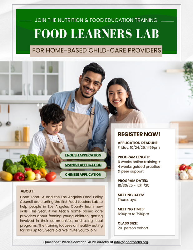Food Learners Lab Flyer Details