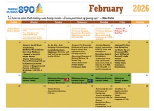 Front View of February 2026 School Calendar