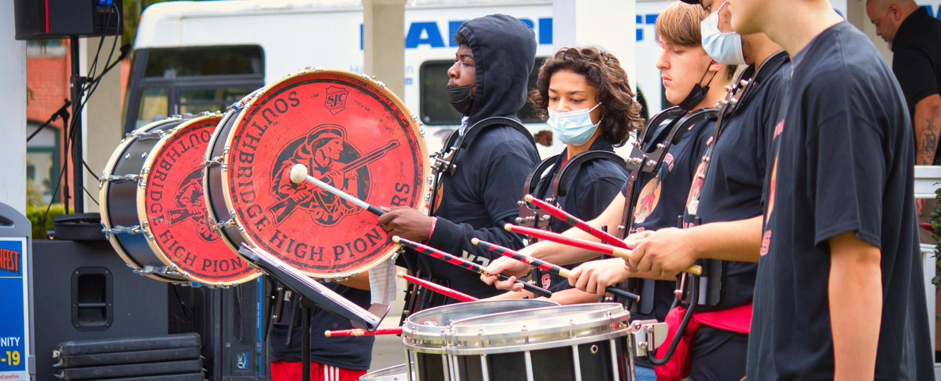 The Southbridge High School Band performs at Autumnfest