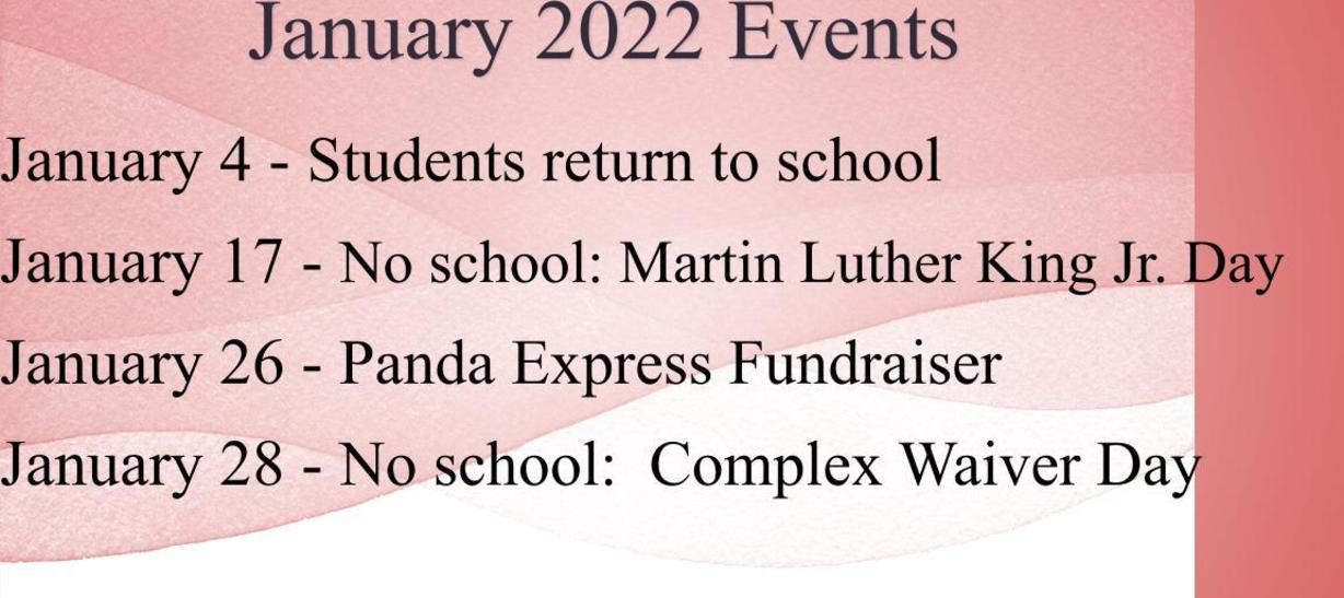 January 2022 Events