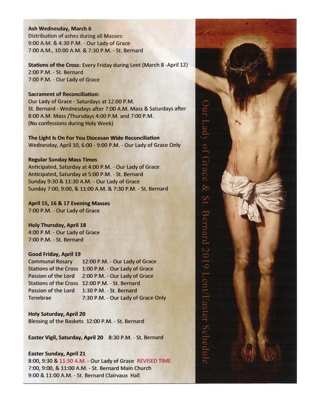 Lenten Easter Schedule 2019 Thumbnail Image