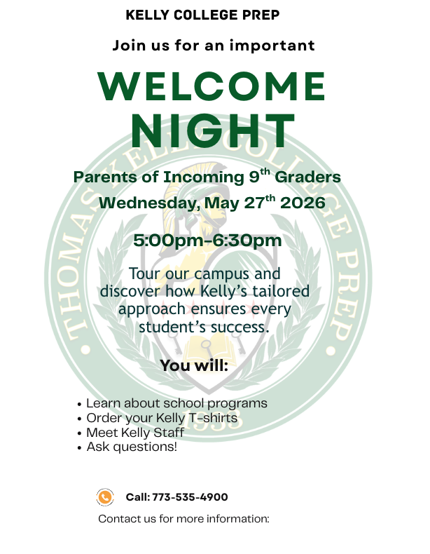 Registration for Incoming 9th Grade Students at Kelly College Prep Image