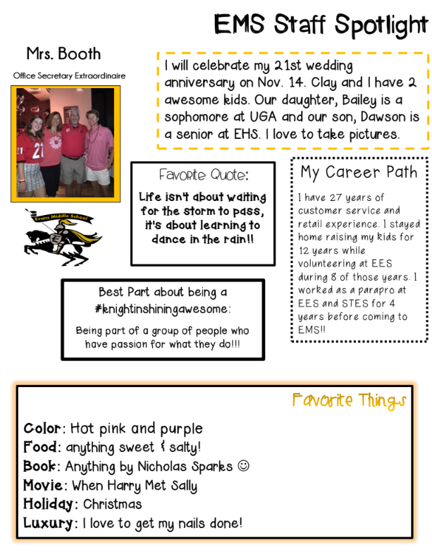 Staff Spotlight Mrs. Booth