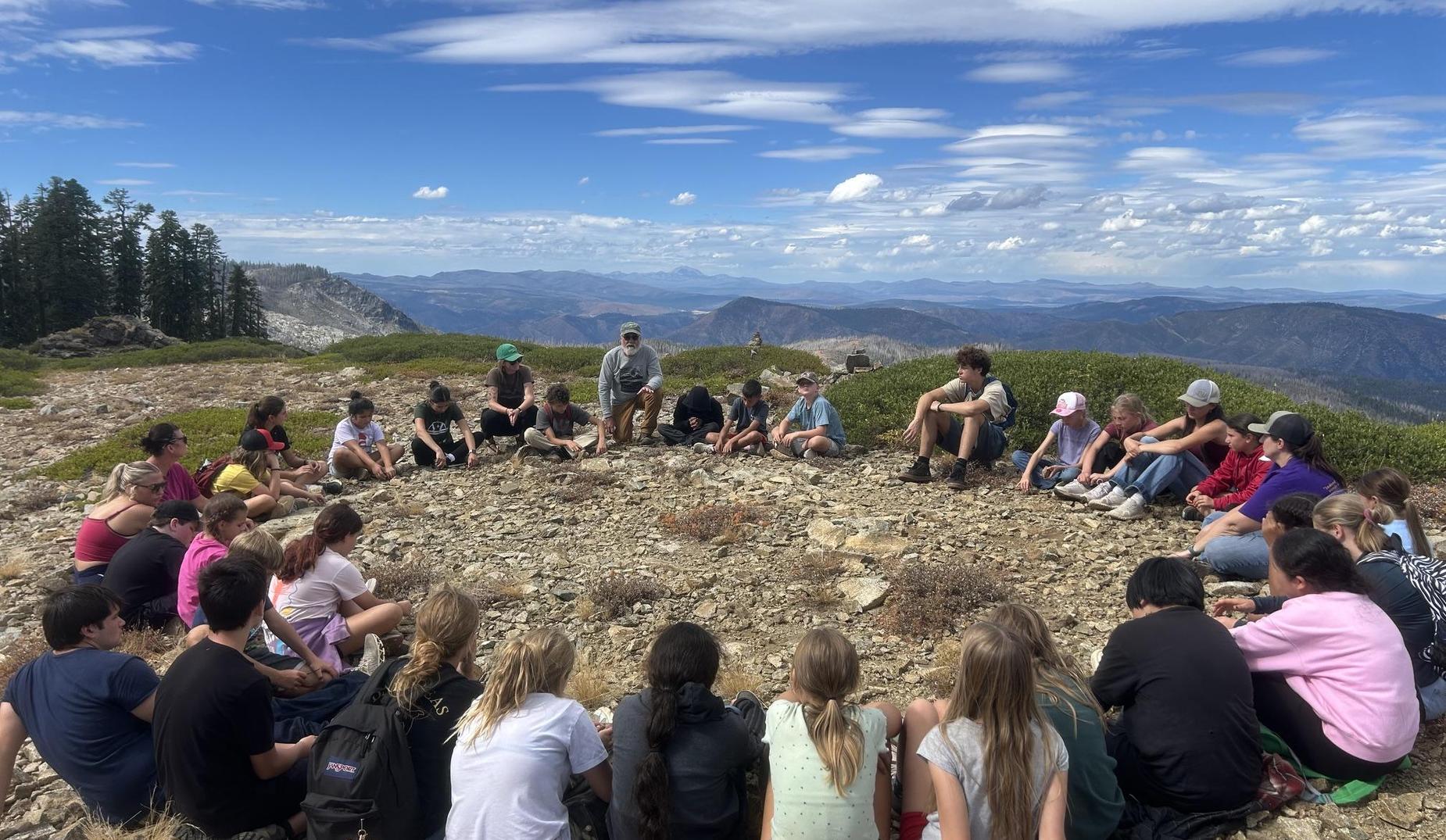 Chester and Greenville 6th graders at the top of Spanish Peak
