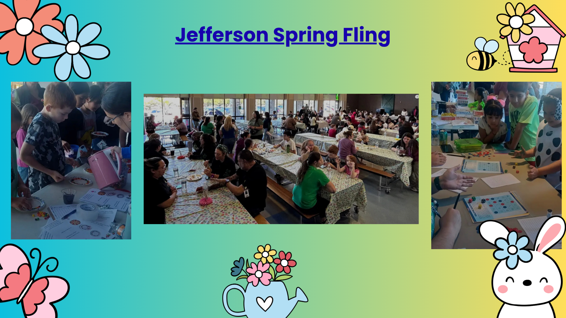 Pictures of children and adults enjoying the Jefferson Spring Fling.