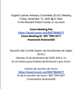 ELAC Mtg Flyer 12-5-25 @ 8:15am