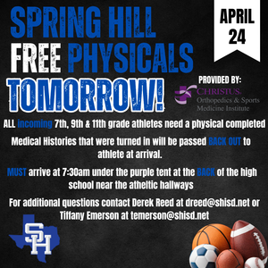 Free Athletic Physicals At Spring Hill ISD - Tomorrow!
