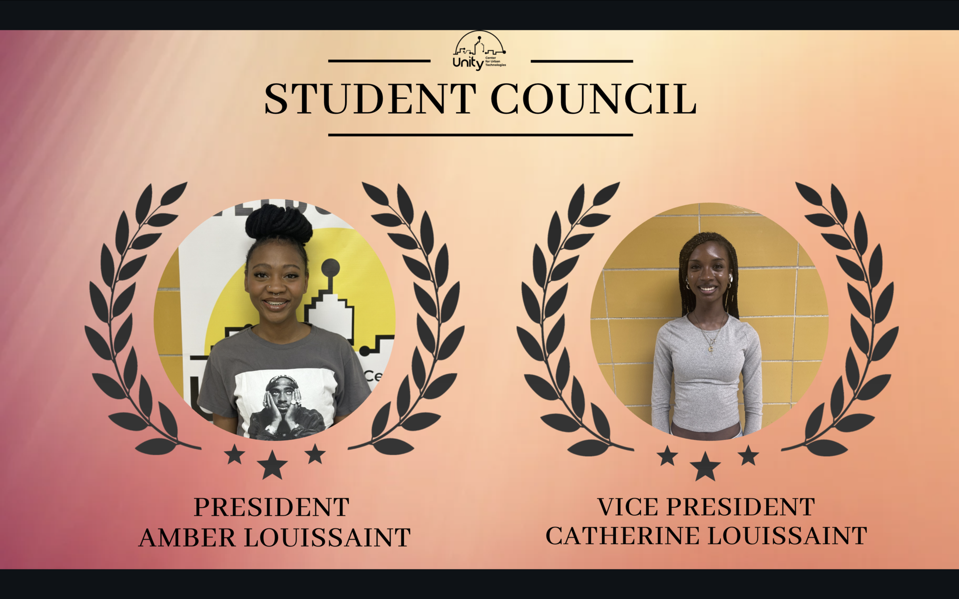 Student Council President Amber L. and Vice President Catherine L.