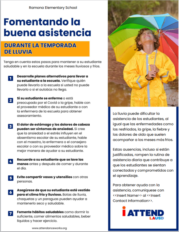 Promoting Good Attendance Spanish