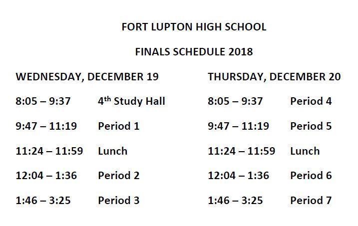 Updated Finals Schedule