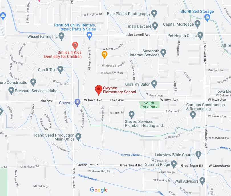 Map of half-mile area around Owyhee.