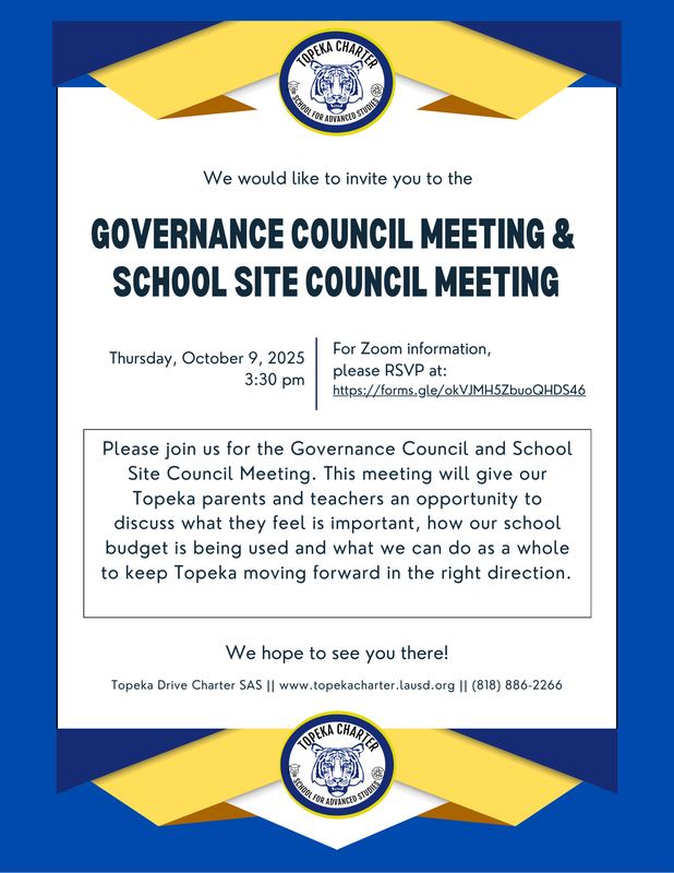 Governance Council and School Site Council Meeting Flyer