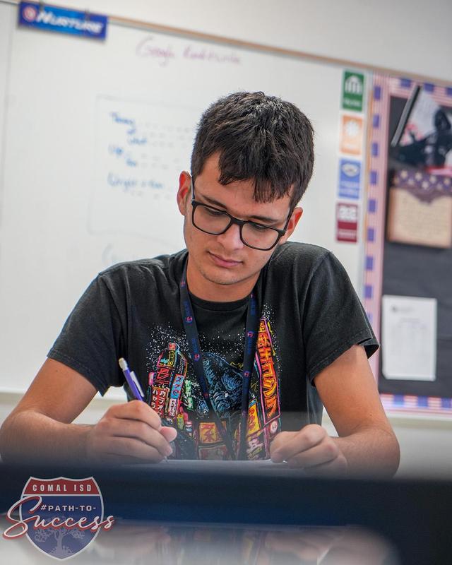 MECHS Senior Jake Hernandez in class.