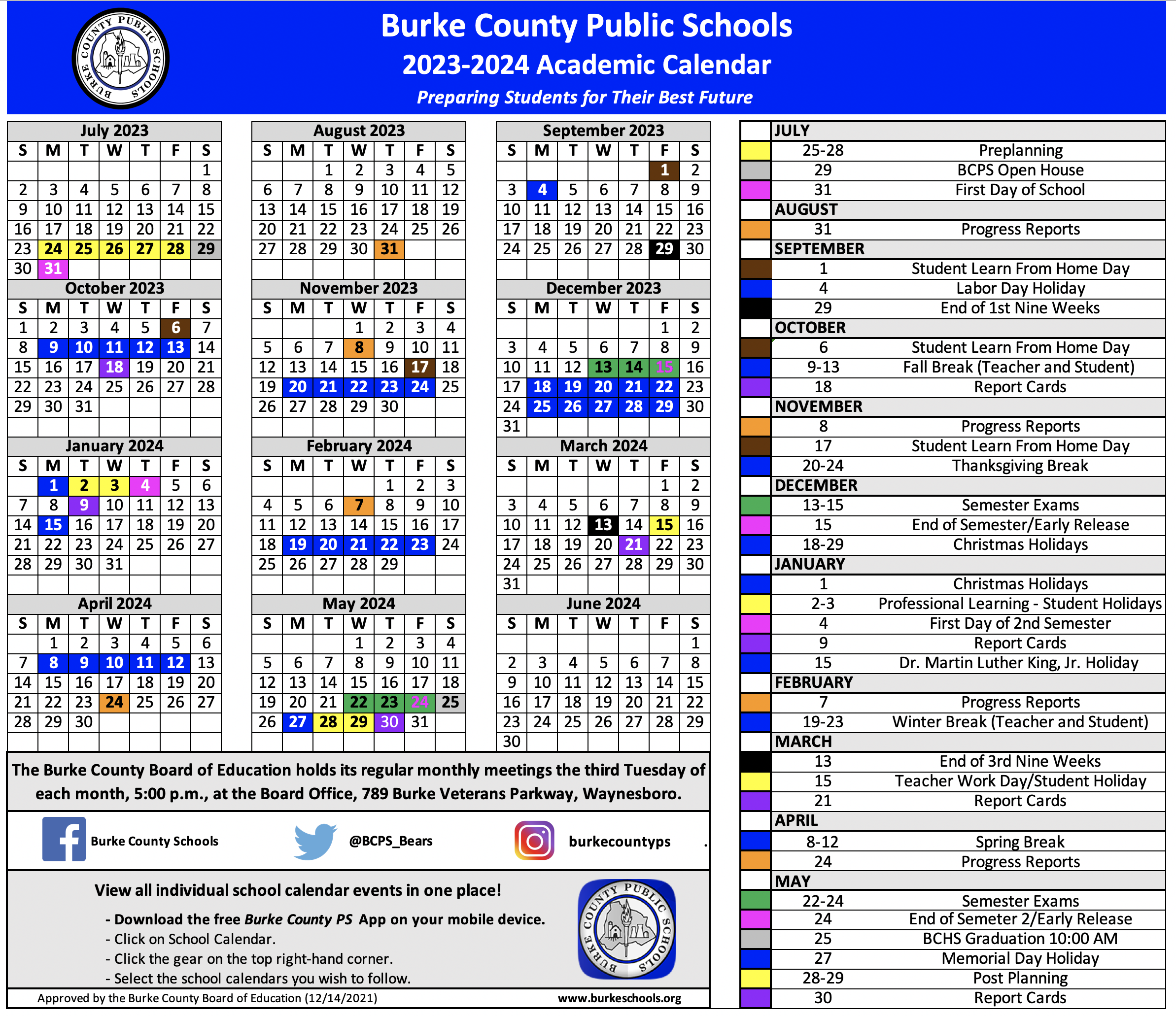 School Calendar & Student Dress Code – Students & Parents – Burke County  Public Schools