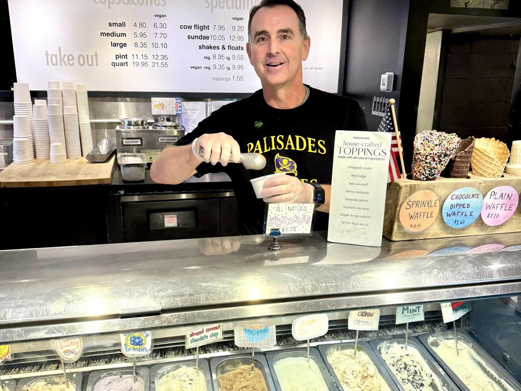 Mr. Heffernan scooping ice cream at Owowcow.