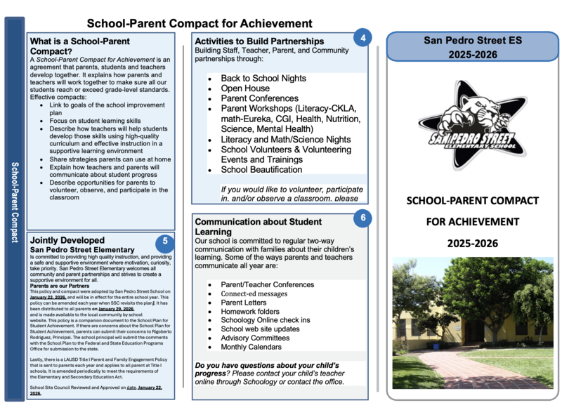 San Pedro School Parent Compact