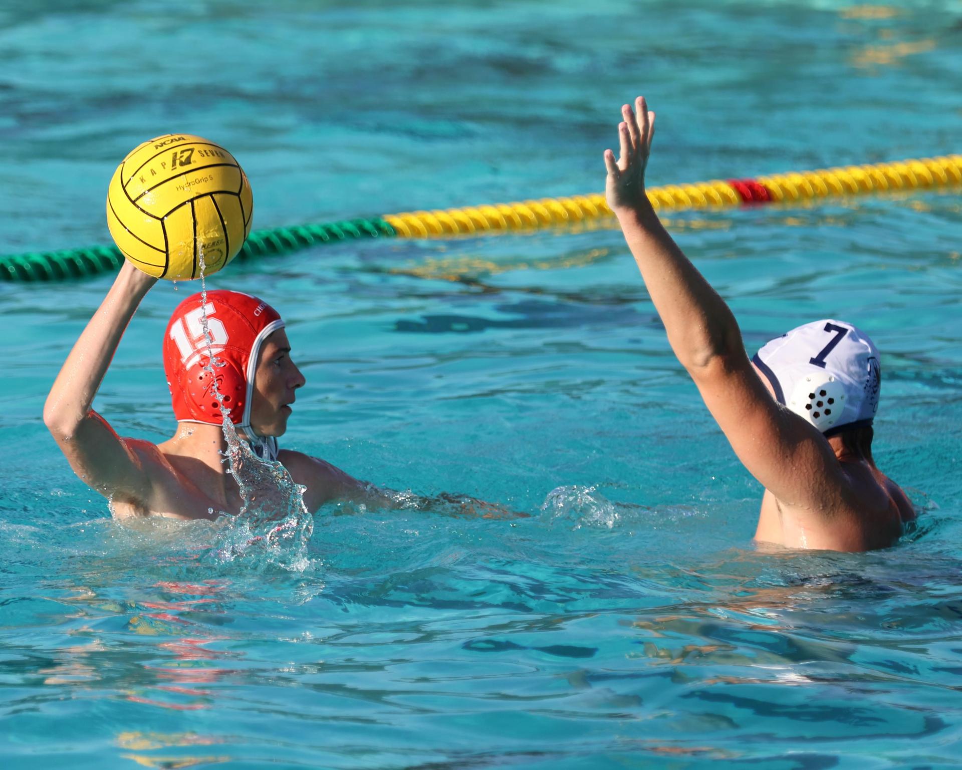 Boys playing water polo against Yosemite
