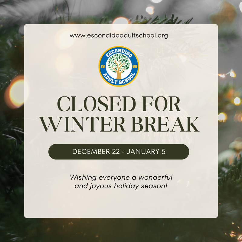 EAS Closed for Winter Break 12-22-25 to 1-5-26