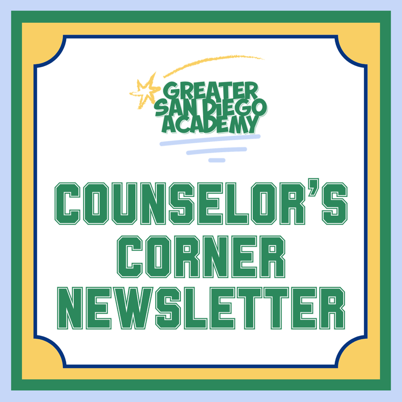 Infographic with our logo and the words Counselor Corner Newsletter