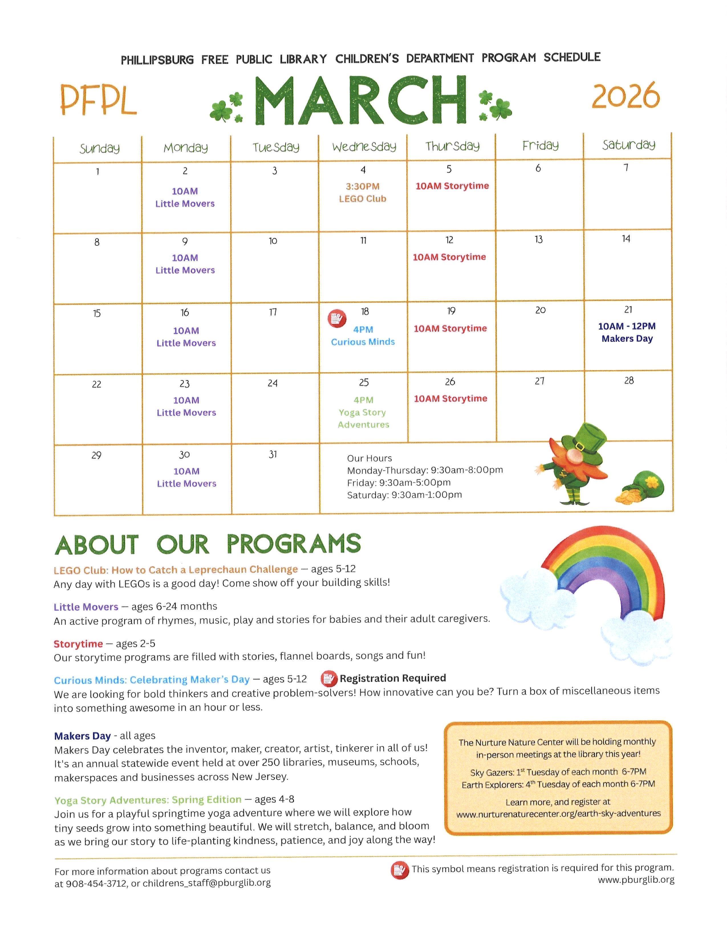 Check out what is happening at the Phillipsburg Free Public Library in March!